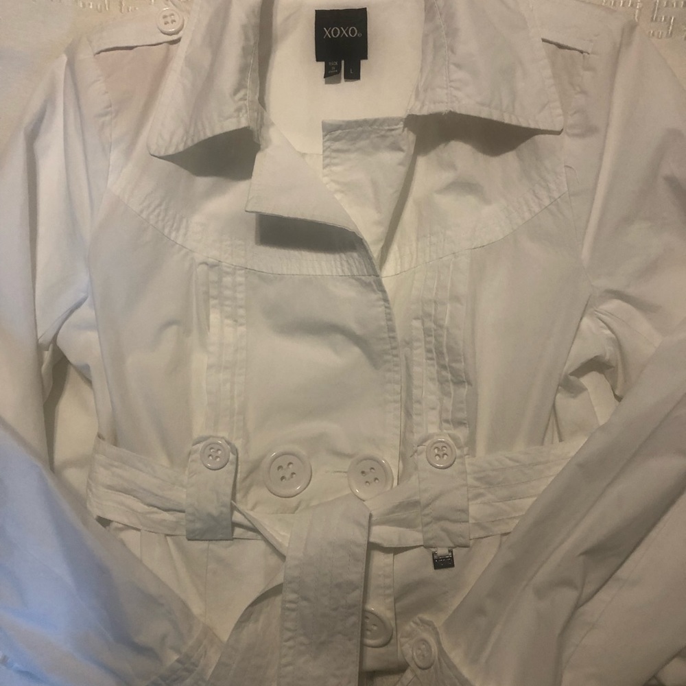 XOXO white belted large raincoat